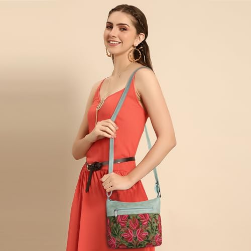 EVEDA Synthetic Leather Gorgeous Embroidered Stylish Design Shoulder Crossbody Side Sling Bag For Women - Image 5