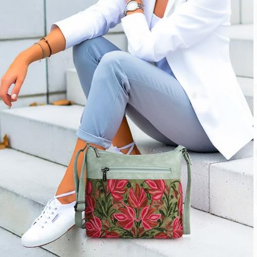 EVEDA Synthetic Leather Gorgeous Embroidered Stylish Design Shoulder Crossbody Side Sling Bag For Women - Image 2