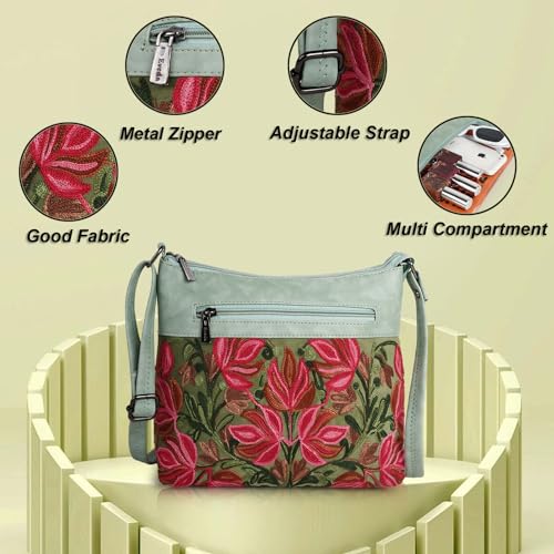 EVEDA Synthetic Leather Gorgeous Embroidered Stylish Design Shoulder Crossbody Side Sling Bag For Women - Image 4