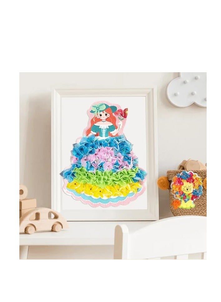 Excefore Creative Puzzle Puncture Painting, DIY  Poking Painting, Fabric Art Frenzy Fashion Design Drawing Book with Watercolor Painting, Stickers, Poking, DIY Craft Kit (Dream World)  - Image 4