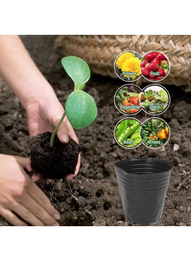 Altheqa 100Pcs Plastic Plants Nursery Pot Seedlings Flower Container Seed Starting Practical Durable Soft Plant Nutrition Bag 8.5 x 6.5 cm - Image 5