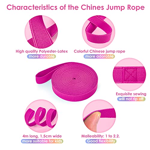 Cikyner Chinese Jump Rope, 4m Long 1.5cm Wide Elastic Chinese Ropes with Instructions French Skipping Rubber Band for Indoor and Outdoor Children Jumpsies Games, Ideal for Gifts for Girls and Boys - Image 2