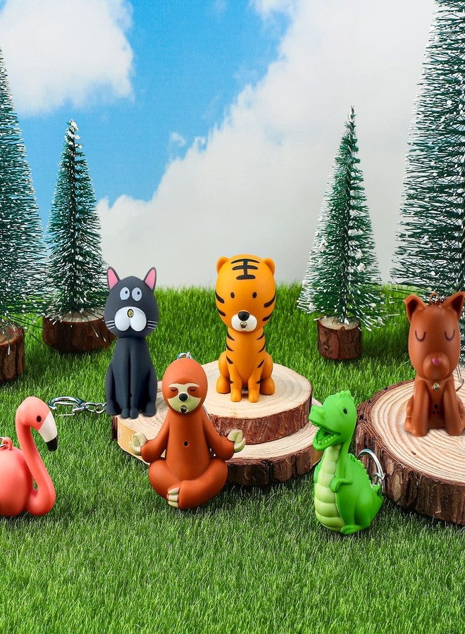 كينينج سلسلة مفاتيح Kenning 6 قطع على شكل حيوان، مصباح يدوي صغير لممرضة الأطفال، بكرة شارة، سلسلة مفاتيح مزودة بقلم إضاءة لطاقم التمريض في الرعاية العاجلة (مضحكة) - Image 4