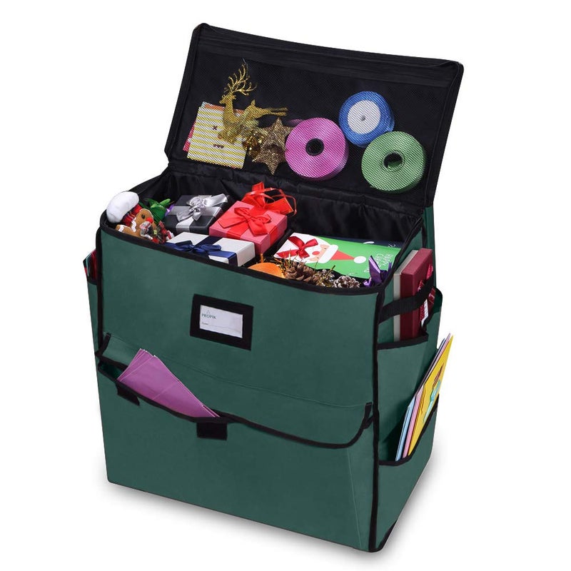 ProPik Unique Holiday Storage Organizer for Gift Bag and Wrapping Accessories Green