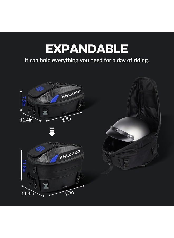 HHLUPUP Motorcycle Tail Bag Seat Helmet - Motorcycle Backpack - 38L Waterproof Luggage Bags Waterproof Luggage Bags Motorbike Helmet Bag 25L-38L Large Capacity Dual Use Bag (Blue) - Image 2