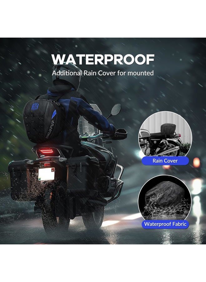 HHLUPUP Motorcycle Tail Bag Seat Helmet - Motorcycle Backpack - 38L Waterproof Luggage Bags Waterproof Luggage Bags Motorbike Helmet Bag 25L-38L Large Capacity Dual Use Bag (Blue) - Image 5