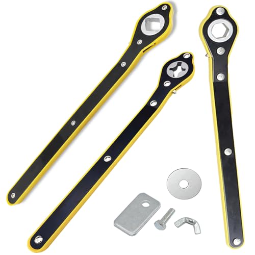 QISF 3Pcs Car Jack Wrench Set, 360° Swivel Labor-Saving Car Jack Ratchet Wrench Cross-shaped Hex-shaped Rhombus-shaped with Long Handle, Scissor Jack Lift Speed Handle Tool for Travel, Van, SUV & More - Image 1