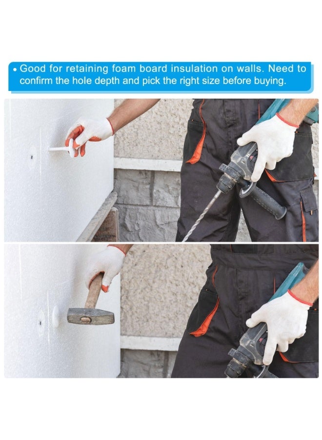 دبابيس عزل مثقوبة، عبوة 50 من مسامير العزل، قلوز بلاستيكي للتوسع لتثبيت ألواح الرغوة على جدار أو سقف من الطوب، الحجم 182 مم - Image 5