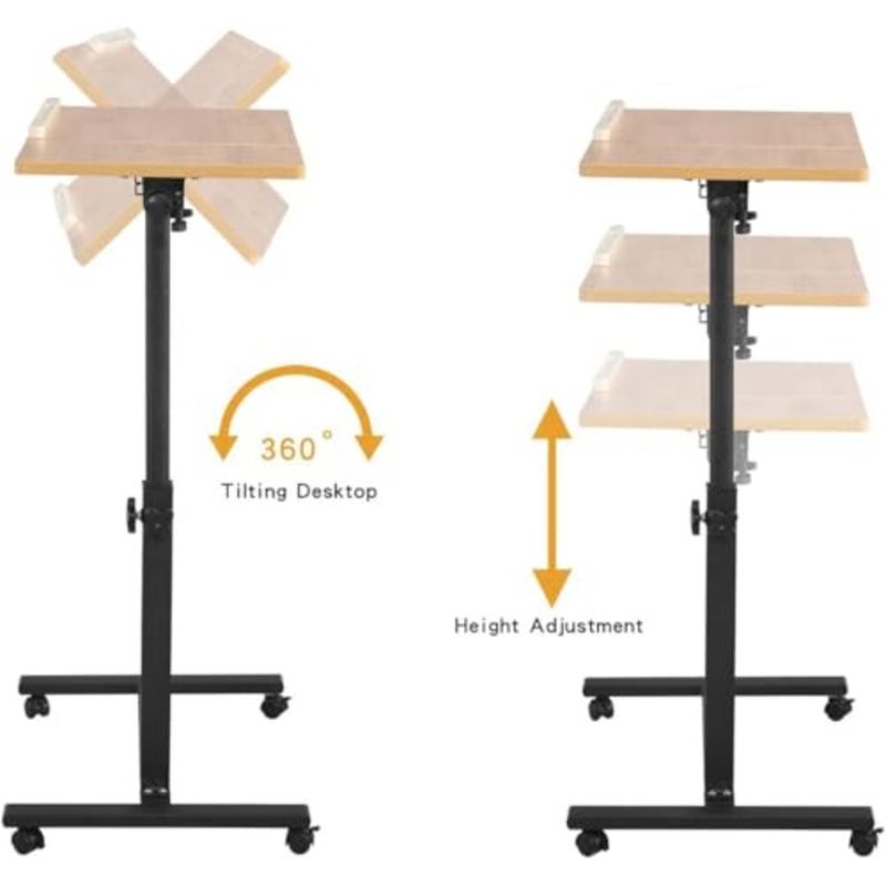 Table Lap Desk for Laptop Rolling Cart Tilting Overbed Bedside Table Overbed Desk Overbed Table with Wheels Adjustable Laptop Stand Sofa Side Table - Image 3