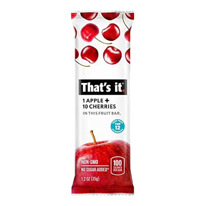 That's it. Apple + Cherry 100% Natural Real Fruit Bar, Best High Fiber Vegan, Gluten Free Healthy Snack, Paleo for Children & Adults, Non GMO No Sugar Added, No Preservatives Energy Food (12 Pack) - Image 3