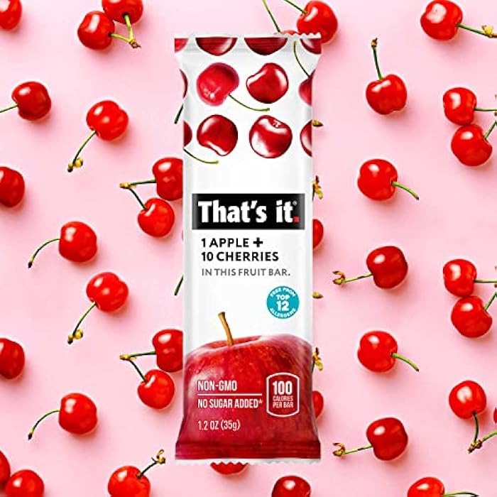 That's it. Apple + Cherry 100% Natural Real Fruit Bar, Best High Fiber Vegan, Gluten Free Healthy Snack, Paleo for Children & Adults, Non GMO No Sugar Added, No Preservatives Energy Food (12 Pack) - Image 5