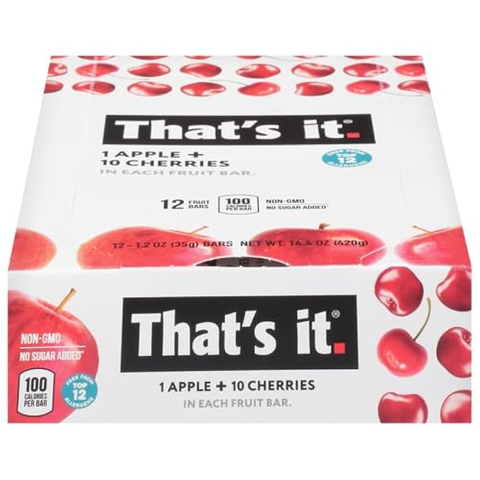 That's it. Apple + Cherry 100% Natural Real Fruit Bar, Best High Fiber Vegan, Gluten Free Healthy Snack, Paleo for Children & Adults, Non GMO No Sugar Added, No Preservatives Energy Food (12 Pack) - Image 4