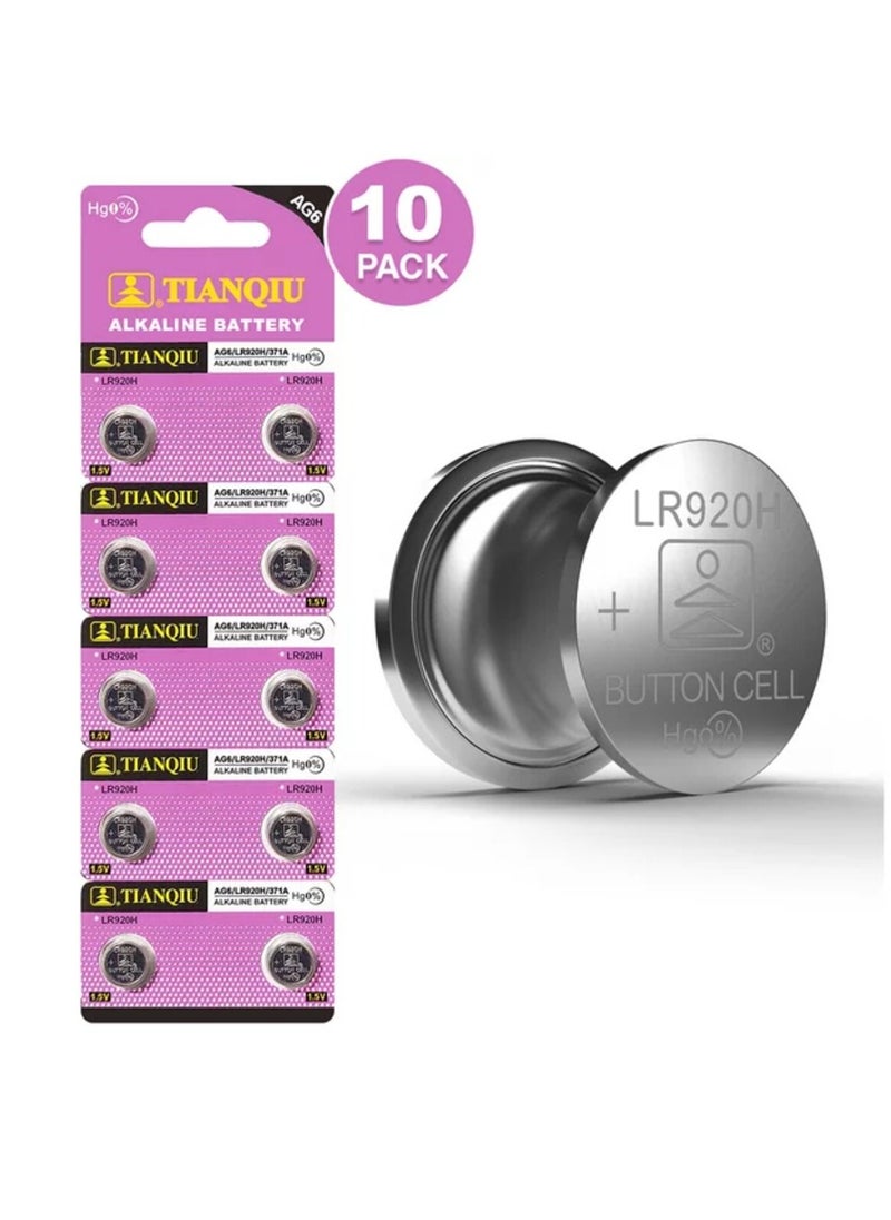 TIANQIU 10-Pieces Tianqiu AG6/ LR920H/ 371A 1.5V Alkaline Batteries  - Image 1