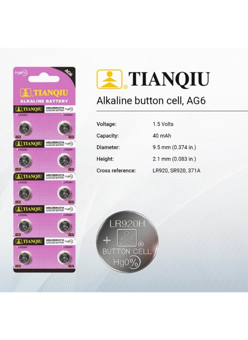 TIANQIU 10-Pieces Tianqiu AG6/ LR920H/ 371A 1.5V Alkaline Batteries  - Image 2