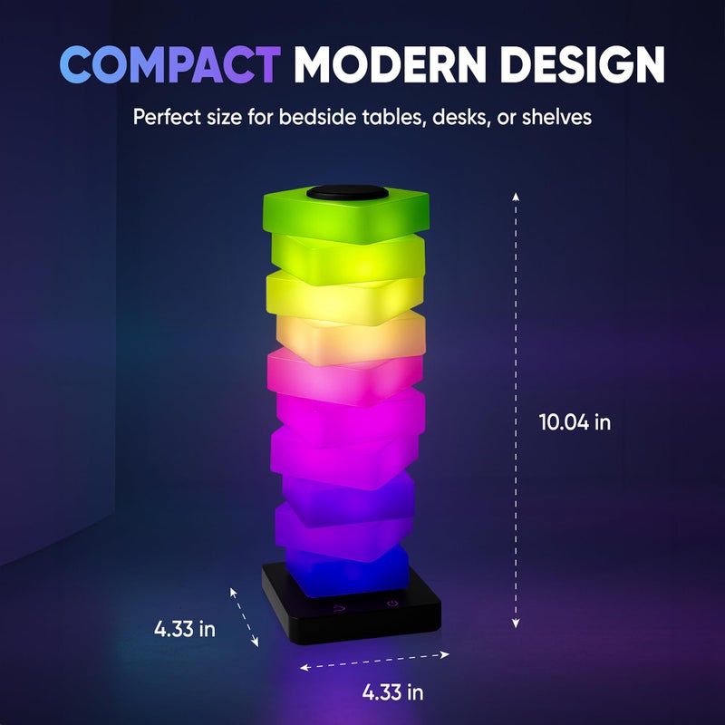 GLO-X Modular Color Changing RGB Night Light â€“ Stackable LED Touch Lamp for Desk, Bedroom, Gaming & Kids Rooms | Great Gift - Image 3