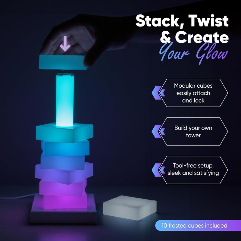 GLO-X Modular Color Changing RGB Night Light â€“ Stackable LED Touch Lamp for Desk, Bedroom, Gaming & Kids Rooms | Great Gift - Image 2