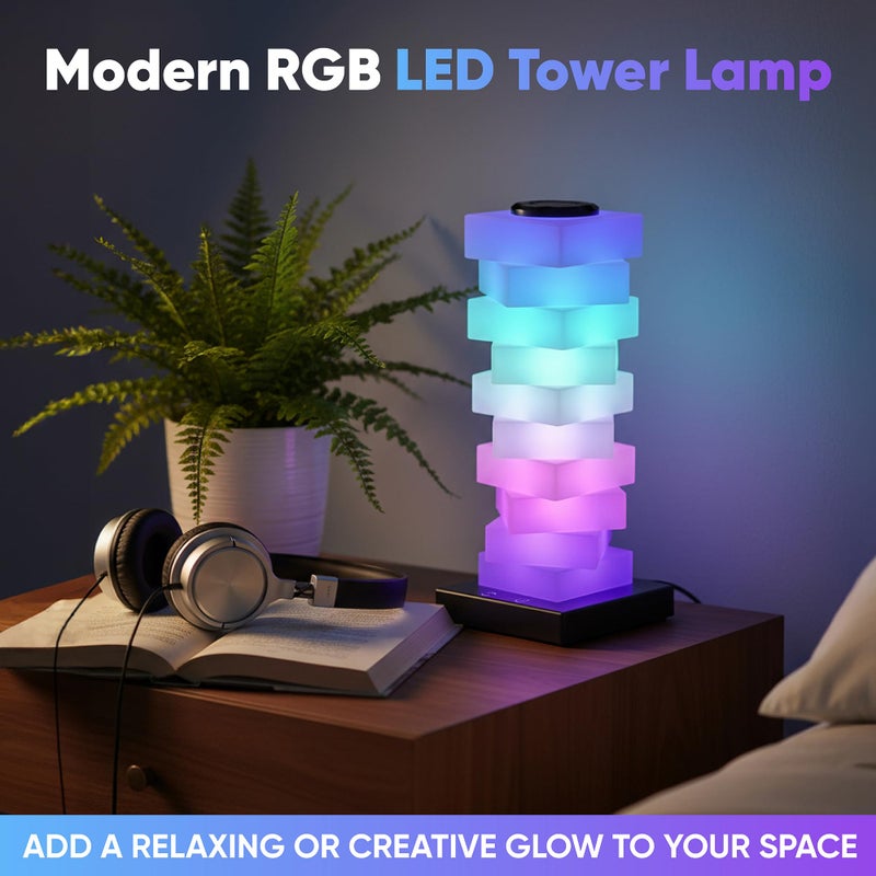 GLO-X Modular Color Changing RGB Night Light â€“ Stackable LED Touch Lamp for Desk, Bedroom, Gaming & Kids Rooms | Great Gift - Image 5