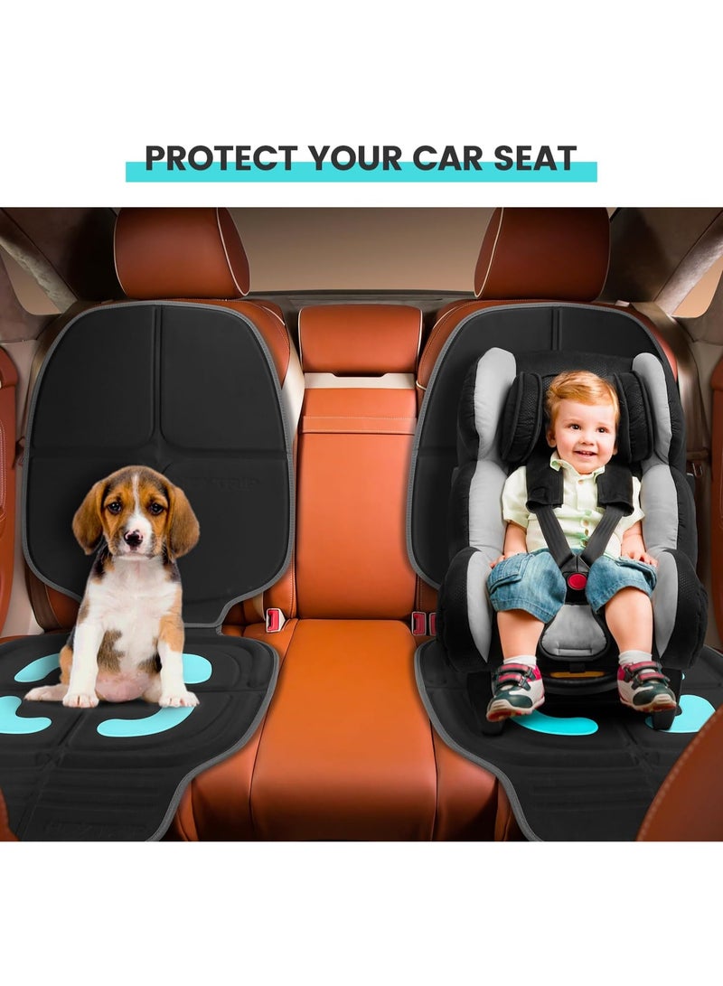 HEYTRIP Car Seat Protector, Rear-Facing/Forward-Facing, for 0~12 Years Old Children, Waterproof, Easy Cleanup, Non-Slip, Fit Most Car Seats(Black Blue) - Image 2