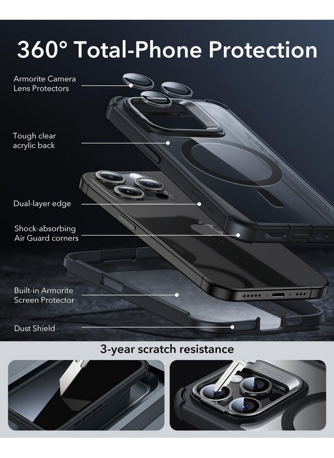 اي اس ار جراب ESR لهاتف iPhone 15 Pro، جراب MagSafe مقاوم للصدمات بالكامل، يتجاوز الحماية العسكرية، جراب هاتف TPU مغناطيسي لهاتف iPhone 15 Pro، جراب متين من جزأين مع حامل، سلسلة Armor، أسود شفاف  - Image 5