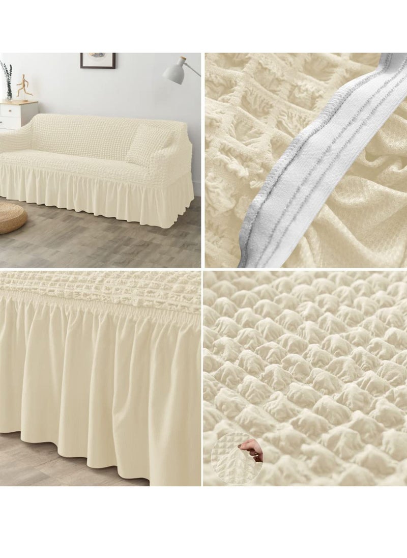 Elastic Sofa Cover with Skirt,Stretch Sofa Slipcover Furniture Protector Washable Soft Couch Cover for Living Room Elastic Fabric Sofa Cover with Skirt, For Living Room Bed Room For one seater sofa(Cream) - pzsku/Z2A2DDE9B81544DD397EEZ/45/_/1731652203/fdd56ce2-4dc2-4364-a428-bde962d097f0