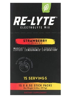Redmond ReLyte Electrolyte Mix Strawberry Lemonade 15 Stick Packs 0.23 oz (6.5 g) Each 