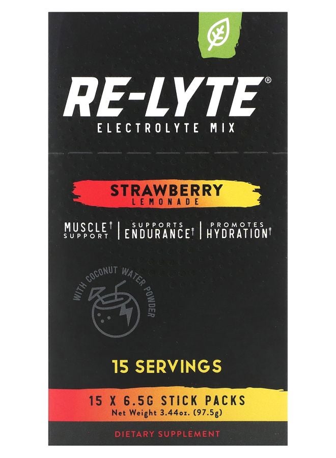 ReLyte Electrolyte Mix Strawberry Lemonade 15 Stick Packs 0.23 oz (6.5 g) Each