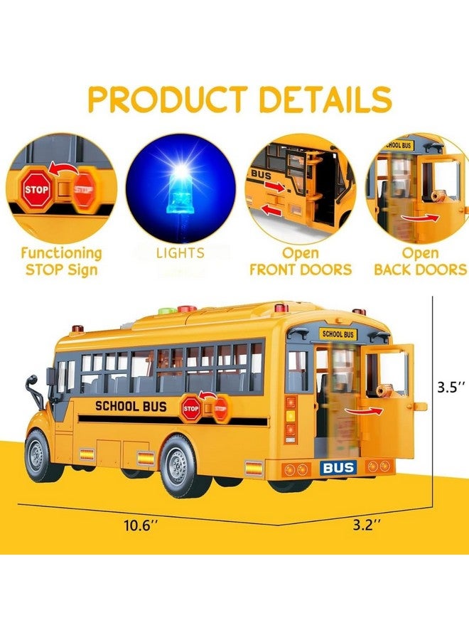 PLUSPOINT Big School Bus Van Toy Friction Powered City Service Vehicle with Lights and Cool Sounds and Songs Openable Doors Push n Go Vehicles Yellow Bus Kids Girls Boys Toddlers - Image 5