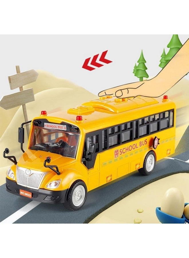 PLUSPOINT Big School Bus Van Toy Friction Powered City Service Vehicle with Lights and Cool Sounds and Songs Openable Doors Push n Go Vehicles Yellow Bus Kids Girls Boys Toddlers - Image 2