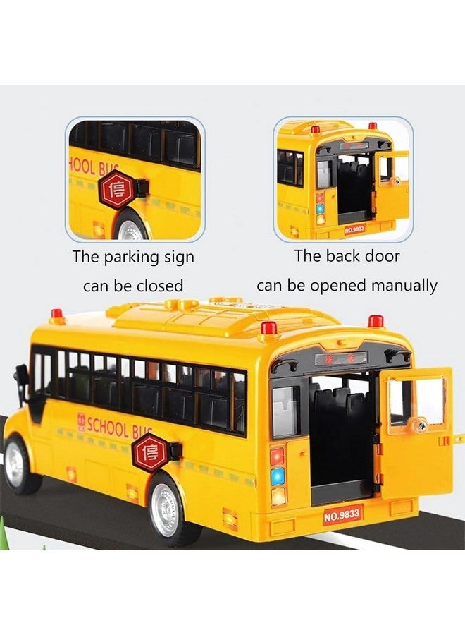 PLUSPOINT Big School Bus Van Toy Friction Powered City Service Vehicle with Lights and Cool Sounds and Songs Openable Doors Push n Go Vehicles Yellow Bus Kids Girls Boys Toddlers - Image 3