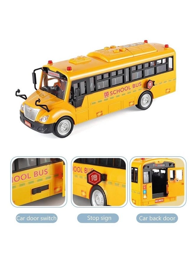 PLUSPOINT Big School Bus Van Toy Friction Powered City Service Vehicle with Lights and Cool Sounds and Songs Openable Doors Push n Go Vehicles Yellow Bus Kids Girls Boys Toddlers - Image 4