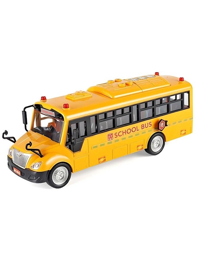 PLUSPOINT Big School Bus Van Toy Friction Powered City Service Vehicle with Lights and Cool Sounds and Songs Openable Doors Push n Go Vehicles Yellow Bus Kids Girls Boys Toddlers - Image 1