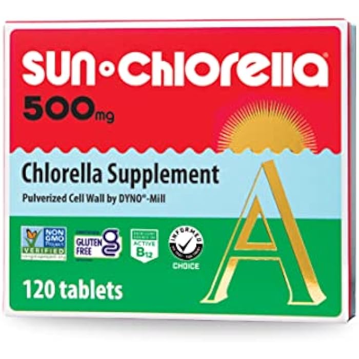 Sun Chlorella 500mg Whole Body Wellness Green Algae Superfood Supplement - Immune Defense, Gut Health, Natural Purification, Energy Boost - Chlorophyll, B12, Iron, Protein - Non-GMO - 120 Tablets - Image 1