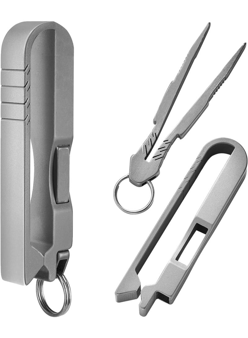 SOLARAE مفتاح تيتانيوم، مشبك حزام مع حلقة مفتاح، مشبك جيب خفيف الوزن، مفتاح متعدد الوظائف EDC، حامل مفاتيح مع ملقط قابل للفصل، مشبك مفتاح للإفراج السريع للمكتب، التخييم - Image 1