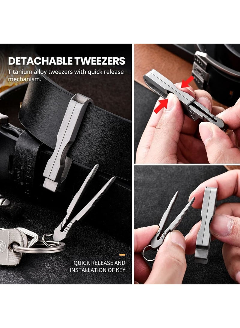 SOLARAE مفتاح تيتانيوم، مشبك حزام مع حلقة مفتاح، مشبك جيب خفيف الوزن، مفتاح متعدد الوظائف EDC، حامل مفاتيح مع ملقط قابل للفصل، مشبك مفتاح للإفراج السريع للمكتب، التخييم - Image 2