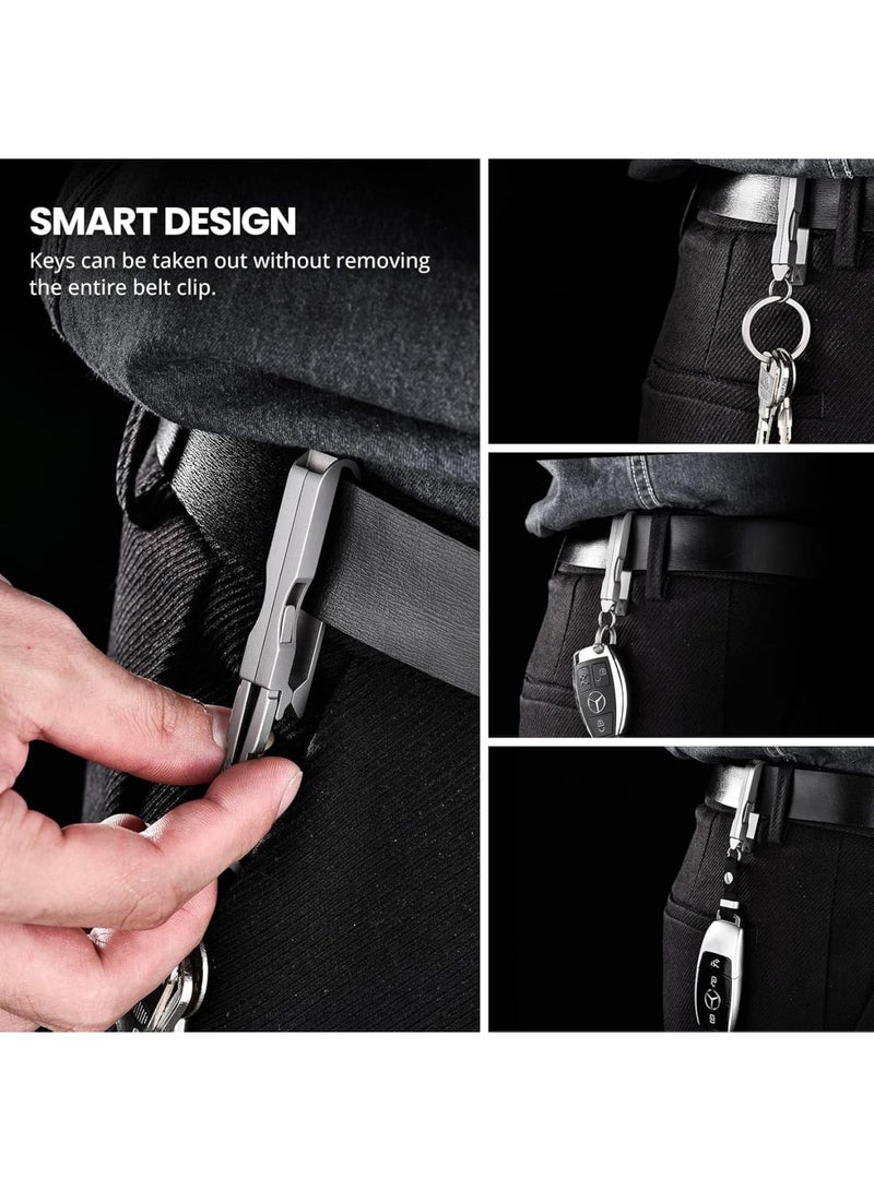 SOLARAE مفتاح تيتانيوم، مشبك حزام مع حلقة مفتاح، مشبك جيب خفيف الوزن، مفتاح متعدد الوظائف EDC، حامل مفاتيح مع ملقط قابل للفصل، مشبك مفتاح للإفراج السريع للمكتب، التخييم - Image 4