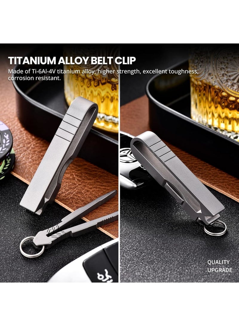 SOLARAE مفتاح تيتانيوم، مشبك حزام مع حلقة مفتاح، مشبك جيب خفيف الوزن، مفتاح متعدد الوظائف EDC، حامل مفاتيح مع ملقط قابل للفصل، مشبك مفتاح للإفراج السريع للمكتب، التخييم - Image 5