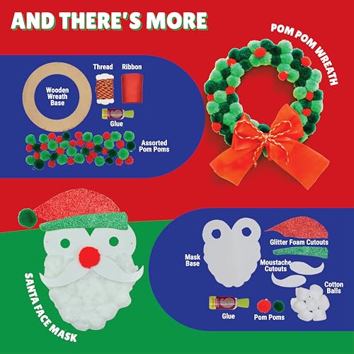 Kalakaram Christmas Craft Box for Kids – 6-in-1 DIY Holiday Set with Ornaments, Stocking, Wreath & Santa Decorations, Christmas Gift for Kids (Ages 5-9) - Image 3