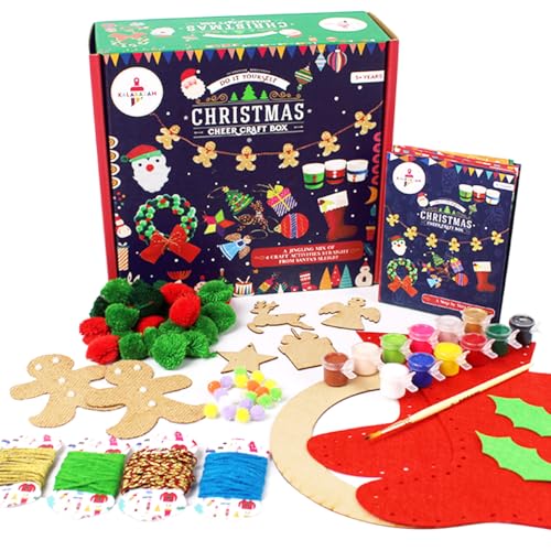Kalakaram Christmas Craft Box for Kids – 6-in-1 DIY Holiday Set with Ornaments, Stocking, Wreath & Santa Decorations, Christmas Gift for Kids (Ages 5-9) - Image 1