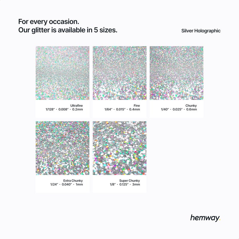 Hemway Eco Friendly Biodegradable Glitter 100g / 3.5oz Bio Cosmetic Safe Sparkle Vegan for Face, Eyeshadow, Body, Hair, Nail and Festival Makeup - Ultrafine (1/128" 0.008" 0.2mm) - Silver Holographic - Image 3