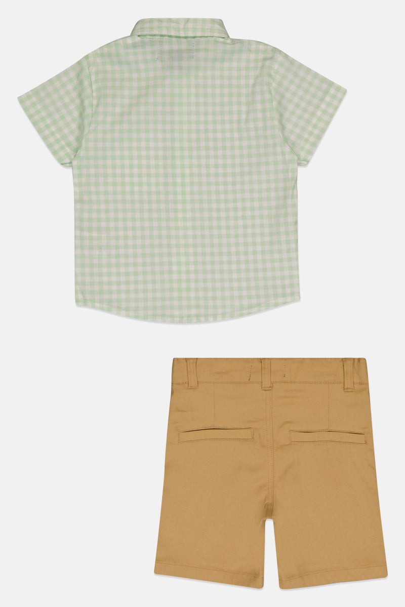 Freestyle طقم قميص وشورت مقلم للأطفال الأولاد من قطعتين، متعدد الألوان - Image 3