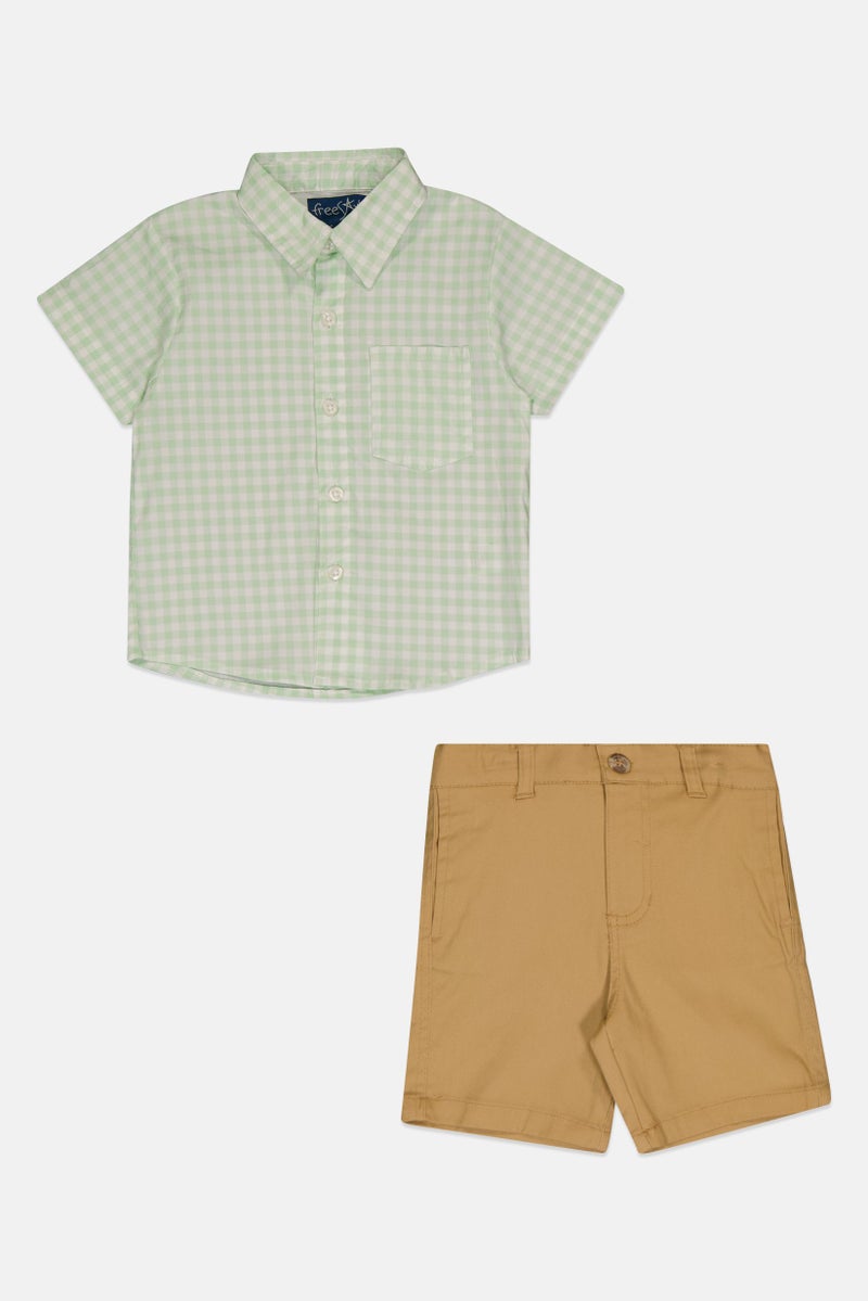 Freestyle طقم قميص وشورت مقلم للأطفال الأولاد من قطعتين، متعدد الألوان - Image 2