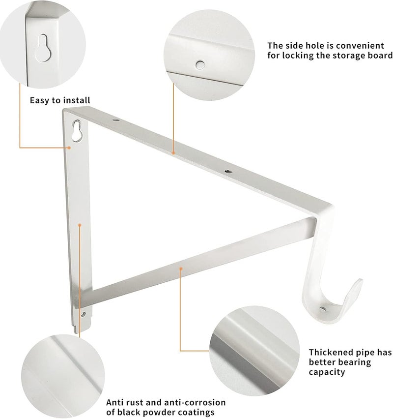 2FY2SW 2 Pack Heavy Duty Closet Shelf and Rod Brackets,Shelf Brackets Clothes,Closet Shelves Bracket with Rod Shelving Support,with Screws White - Image 2