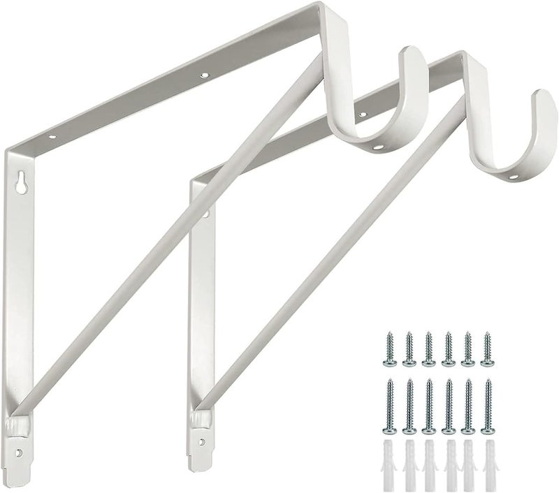 2FY2SW 2 Pack Heavy Duty Closet Shelf and Rod Brackets,Shelf Brackets Clothes,Closet Shelves Bracket with Rod Shelving Support,with Screws White - Image 1