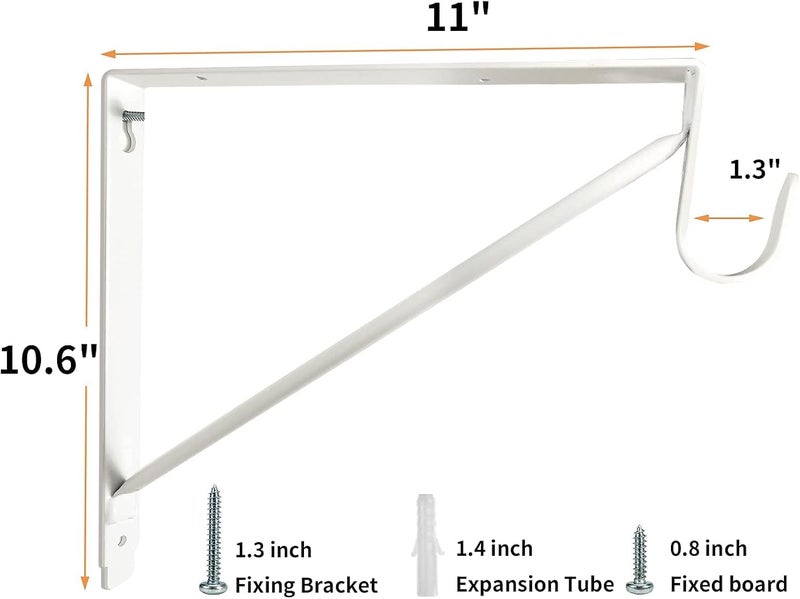 2FY2SW 2 Pack Heavy Duty Closet Shelf and Rod Brackets,Shelf Brackets Clothes,Closet Shelves Bracket with Rod Shelving Support,with Screws White - Image 4