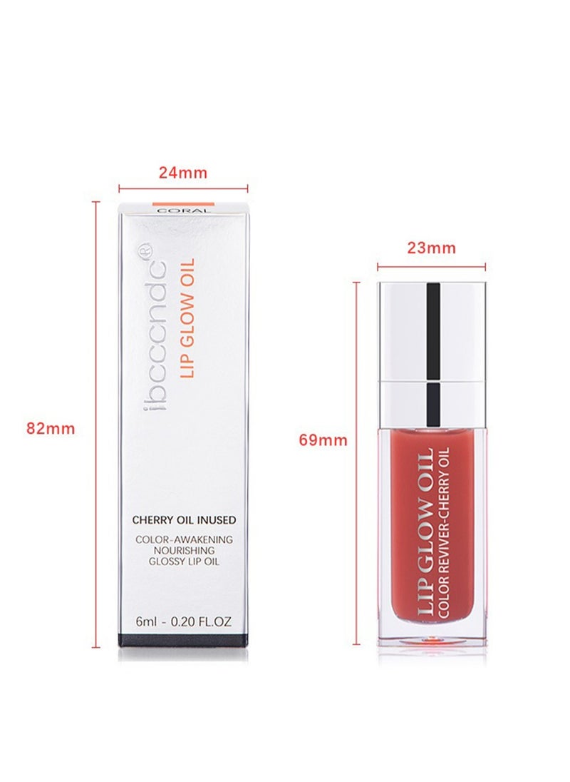 ibcccndc - Lip Glow Oil, Glossy Moisturizing Nourishing Lip Plumper, No Stick Lightweight Lip Tinted to Fade Lines for Dry Lips 6ml - Image 1