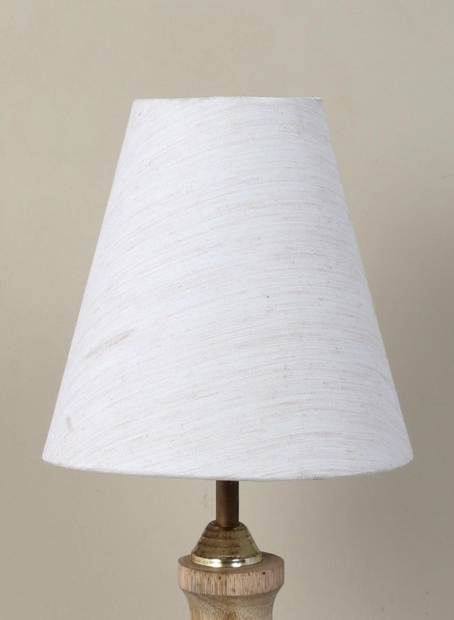 tu casa Mangowood Pot Style Table Lamp for Home Decoration, Bedroom, Living Room, Lounge, Office, Festival Gifting, Study Table (Off White with Cotton Shade) H - 13" / No Blub - Image 4