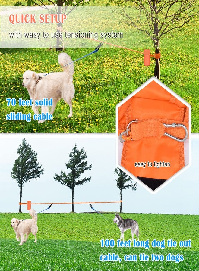 KATOLK Upgraded Dog Tie Out Cable for Camping, 100FT Portable Trolley System for 2 Dogs, Knot-a-Hitch Dogs Hitching System up to 250lbs, Dog Runner for Yard Camping Training Running Hiking Outdoor - Image 2