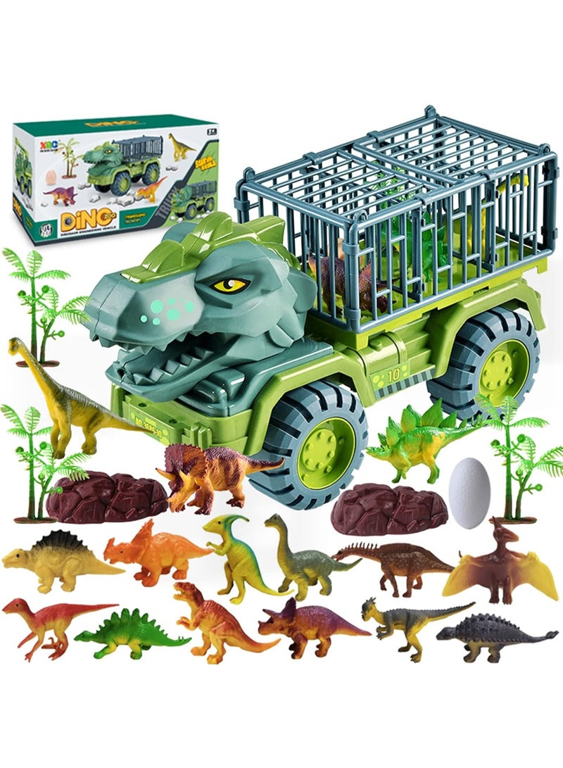 شاحنة نقل الديناصورات مع مجموعة ألعاب سيارات الديناصورات للأطفال الأولاد والبنات - Image 1
