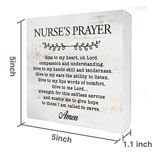 HDKY Nurse's Prayer Wood Box Sign Home Decor Rustic Nurse Wooden Box Sign Block Plaque for Wall Tabletop Desk Home Nurse Office Decoration 5" x 5" - Image 2