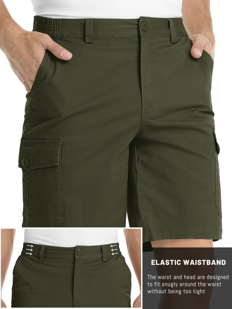 TACVASEN Men's Military Shorts Athletic Flat Shorts Soft Shorts Elastic Waist Shorts Multi Pocket Shorts Hiking Shorts Fishing Shorts,Army Green,30 - Image 5